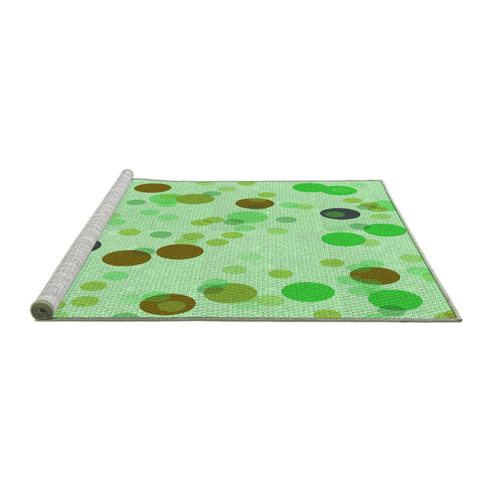 Sideview of Machine Washable Transitional Green Rug, wshpat2278grn