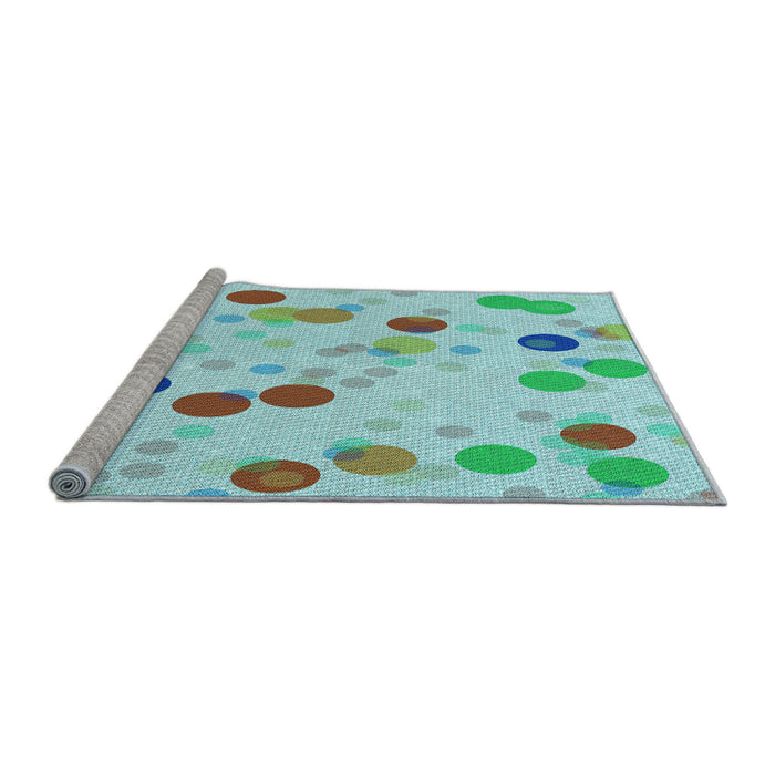 Sideview of Machine Washable Transitional Blue Rug, wshpat2278lblu