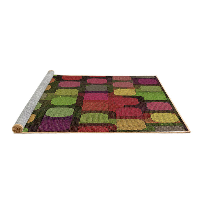 Sideview of Machine Washable Transitional Saffron Red Rug, wshpat2279brn