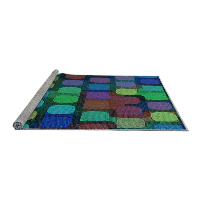 Sideview of Machine Washable Transitional Mint Green Rug, wshpat2279lblu