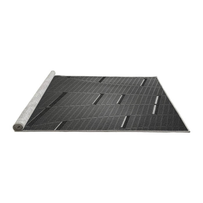 Sideview of Machine Washable Transitional Charcoal Black Rug, wshpat228gry