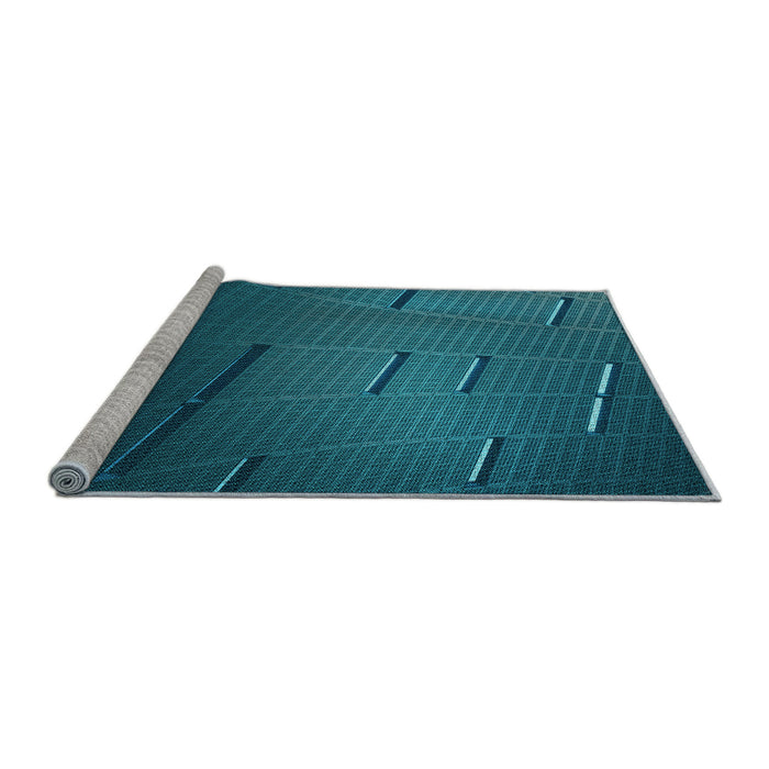 Sideview of Machine Washable Transitional Dark Turquoise Green Rug, wshpat228lblu