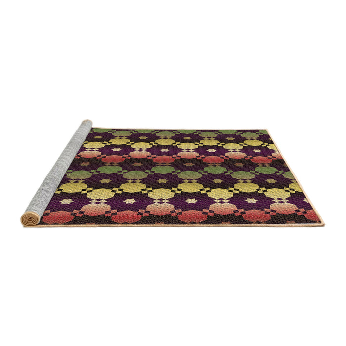 Sideview of Machine Washable Transitional Cinnamon Brown Rug, wshpat2280brn