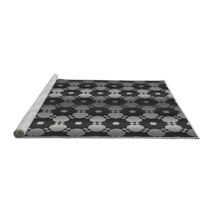 Sideview of Machine Washable Transitional Charcoal Black Rug, wshpat2280gry