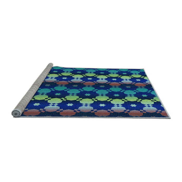 Sideview of Machine Washable Transitional Cobalt Blue Rug, wshpat2280lblu