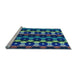 Sideview of Machine Washable Transitional Cobalt Blue Rug, wshpat2280lblu