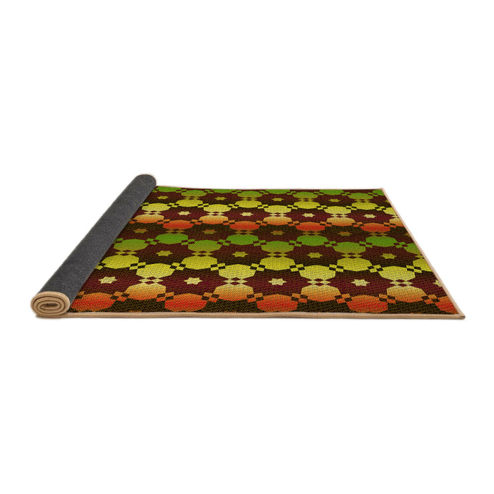 Thickness of Patterned Maroon Red Rug, pat2280yw