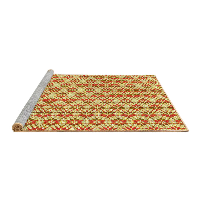 Sideview of Machine Washable Transitional Orange Red Orange Rug, wshpat2281yw