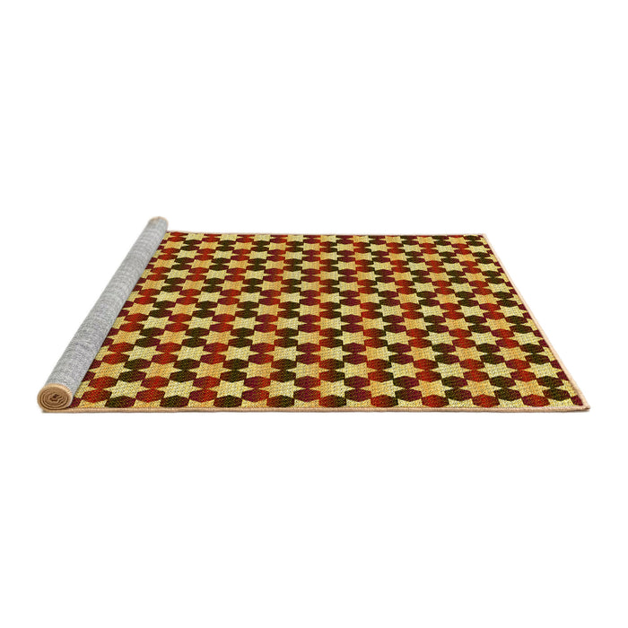 Sideview of Machine Washable Transitional Golden Brown Yellow Rug, wshpat2282yw