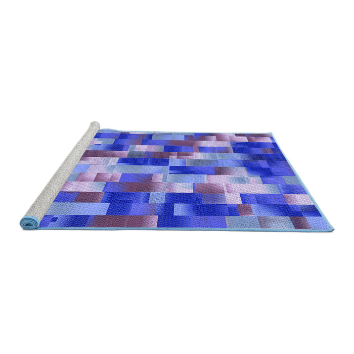 Sideview of Machine Washable Transitional Sky Blue Rug, wshpat2285blu