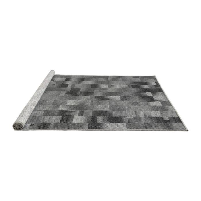 Sideview of Machine Washable Transitional Grey Gray Rug, wshpat2285gry