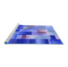 Sideview of Machine Washable Transitional Sky Blue Rug, wshpat2286blu