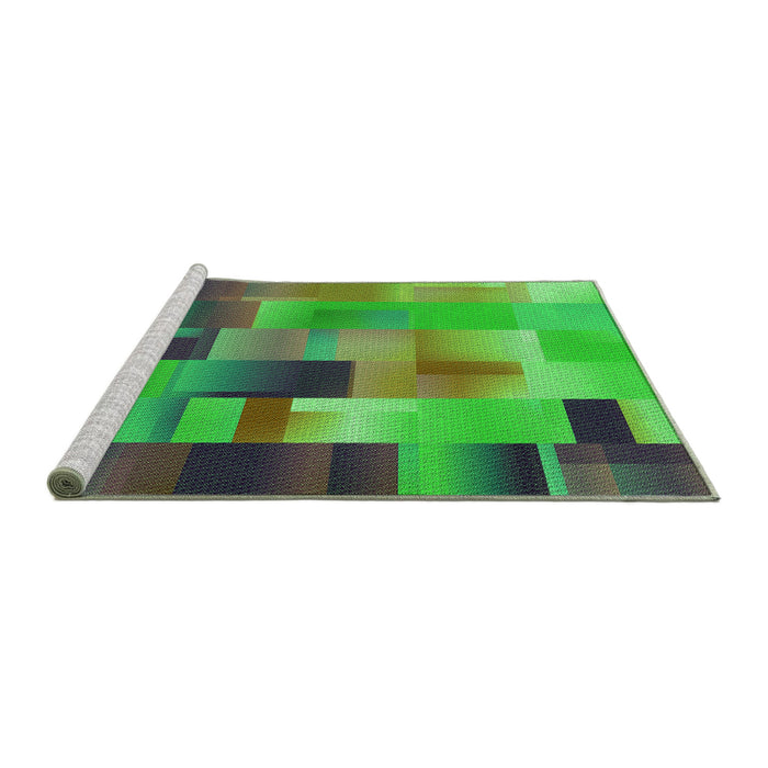 Sideview of Machine Washable Transitional Neon Green Rug, wshpat2286grn
