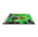 Sideview of Machine Washable Transitional Neon Green Rug, wshpat2286grn