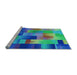 Sideview of Machine Washable Transitional Blue Rug, wshpat2286lblu