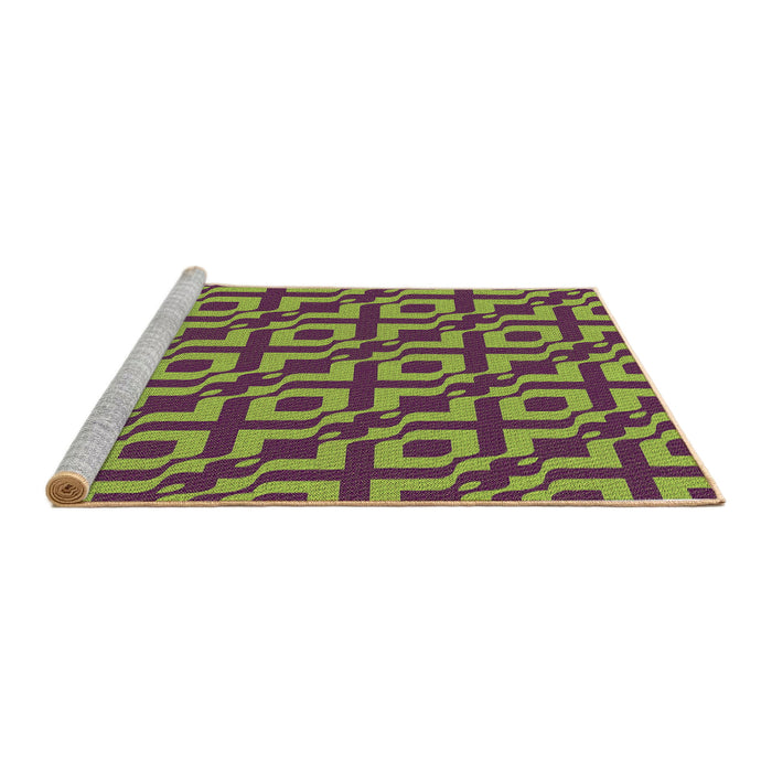 Sideview of Machine Washable Transitional Pistachio Green Rug, wshpat2289brn