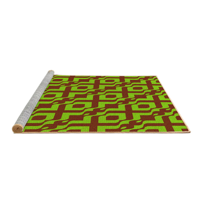 Sideview of Machine Washable Transitional Bright Green Rug, wshpat2289yw