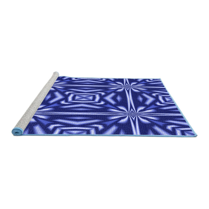 Sideview of Machine Washable Transitional Sky Blue Rug, wshpat2291blu