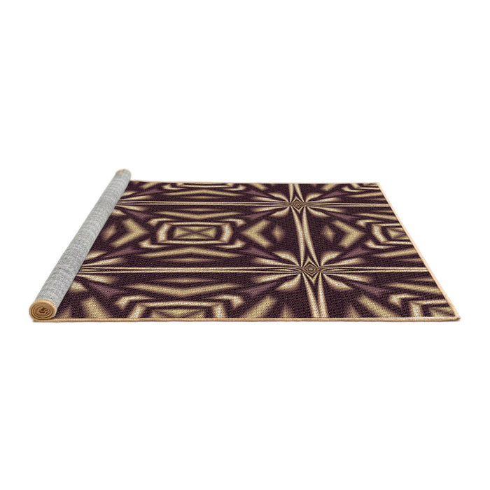 Sideview of Machine Washable Transitional Purple Lily Purple Rug, wshpat2291brn