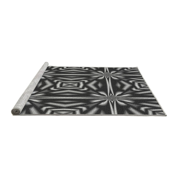 Sideview of Machine Washable Transitional Gunmetal Gray Rug, wshpat2291gry