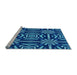 Sideview of Machine Washable Transitional Cobalt Blue Rug, wshpat2291lblu