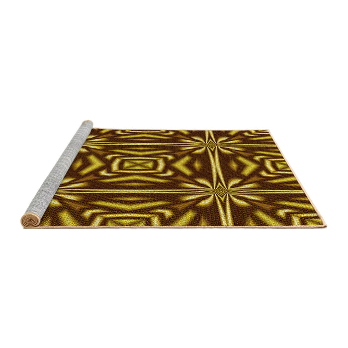 Sideview of Machine Washable Transitional Orange Gold Rug, wshpat2291yw