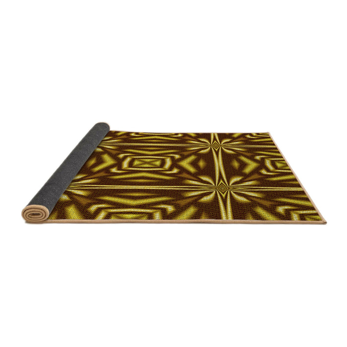 Thickness of Patterned Orange Gold Rug, pat2291yw