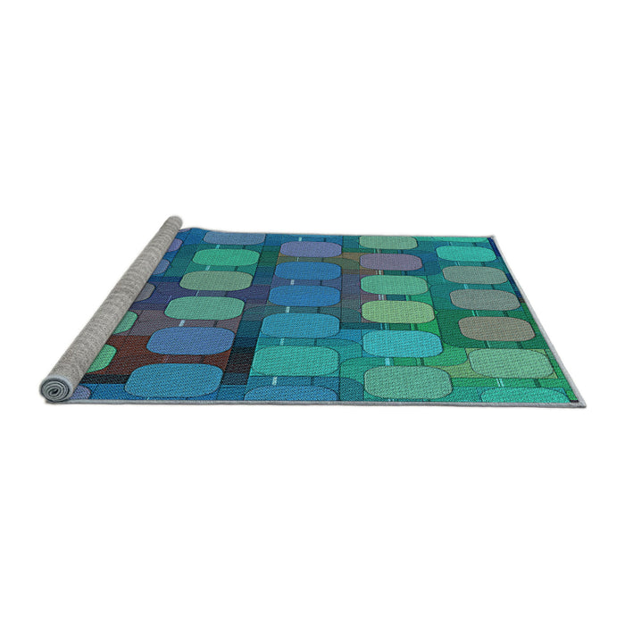 Sideview of Machine Washable Transitional Dark Turquoise Green Rug, wshpat2293lblu