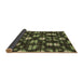 Thickness of Patterned Olive Green Rug, pat2294brn