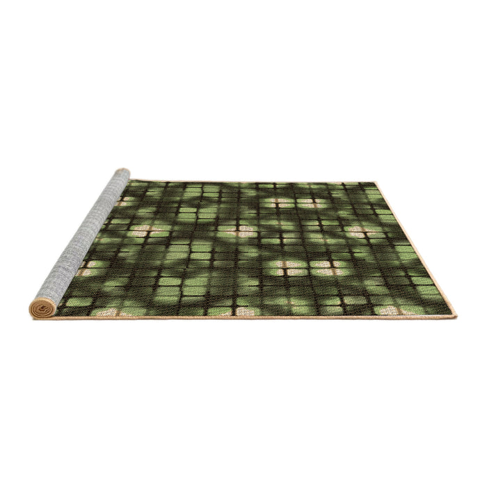 Sideview of Machine Washable Transitional Olive Green Rug, wshpat2294brn
