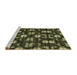 Sideview of Machine Washable Transitional Olive Green Rug, wshpat2294brn