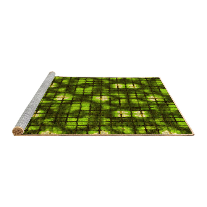 Sideview of Machine Washable Transitional Dark Forest Green Rug, wshpat2294yw