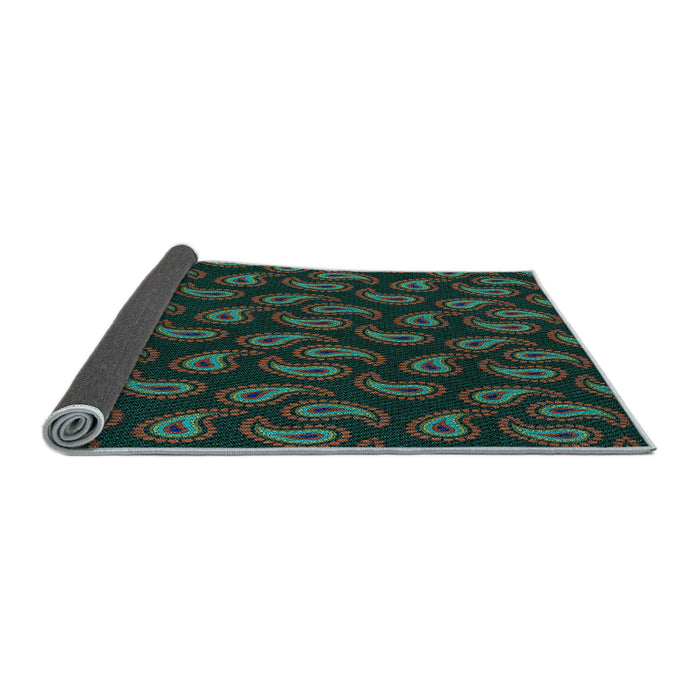 Thickness of Patterned Sea Green Rug, pat2295lblu