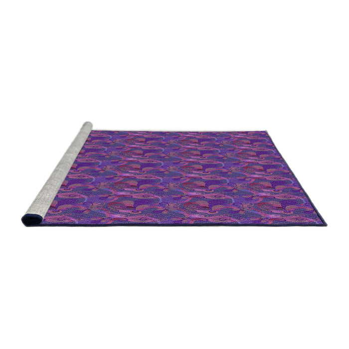 Sideview of Machine Washable Transitional Purple Flower Purple Rug, wshpat2296pur