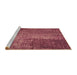 Sideview of Machine Washable Transitional Red Rug, wshpat2298brn