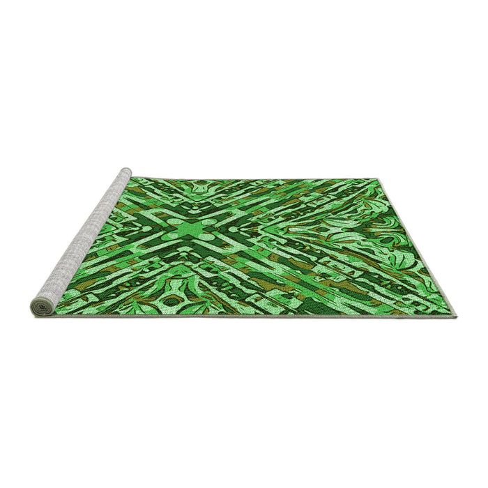 Sideview of Machine Washable Transitional Deep Emerald Green Rug, wshpat230grn