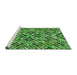 Sideview of Machine Washable Transitional Deep Emerald Green Rug, wshpat230grn