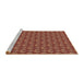 Sideview of Machine Washable Transitional Red Rug, wshpat2300brn