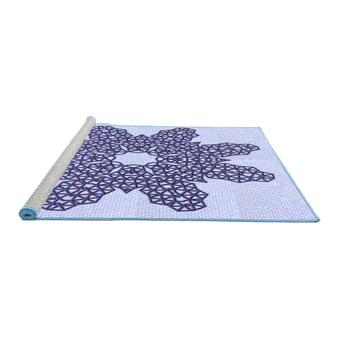 Sideview of Machine Washable Transitional Blue Rug, wshpat2301blu