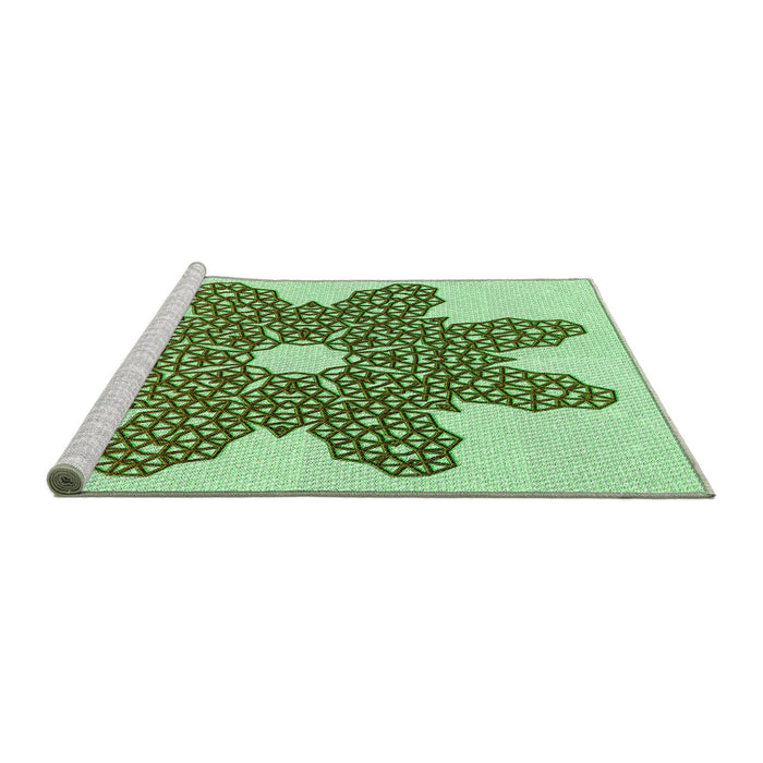 Sideview of Machine Washable Transitional Green Rug, wshpat2301grn