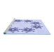 Sideview of Machine Washable Transitional Lavender Blue Rug, wshpat2302blu