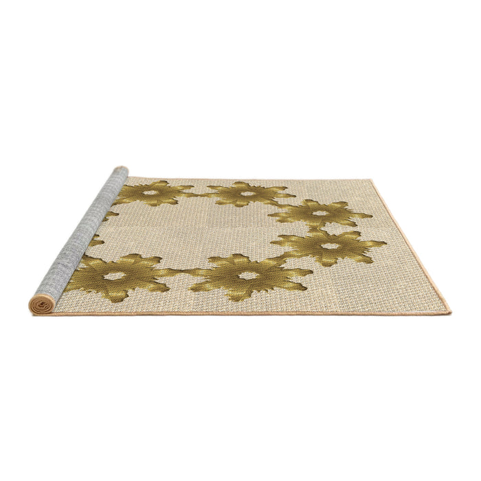 Sideview of Machine Washable Transitional Vanilla Gold Rug, wshpat2302brn