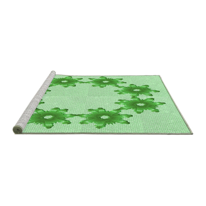 Sideview of Machine Washable Transitional Light Green Rug, wshpat2302grn