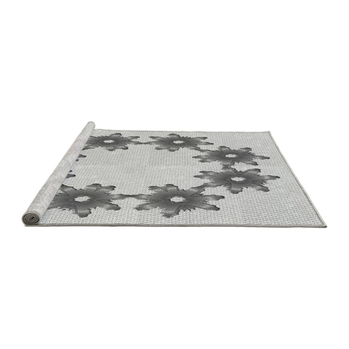 Sideview of Machine Washable Transitional Platinum Gray Rug, wshpat2302gry