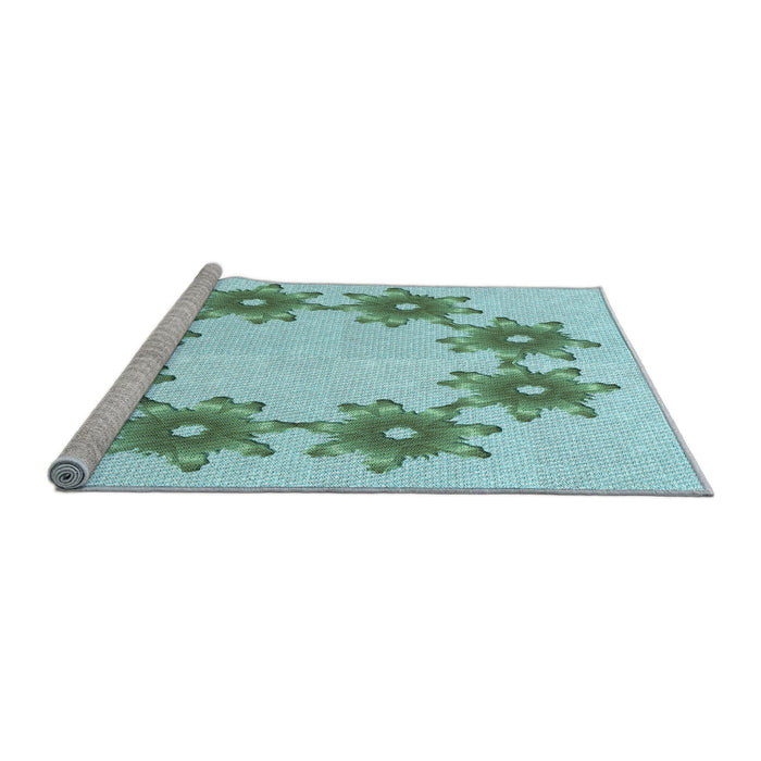 Sideview of Machine Washable Transitional Seafoam Green Rug, wshpat2302lblu