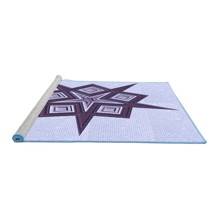 Sideview of Machine Washable Transitional Lavender Blue Rug, wshpat2303blu