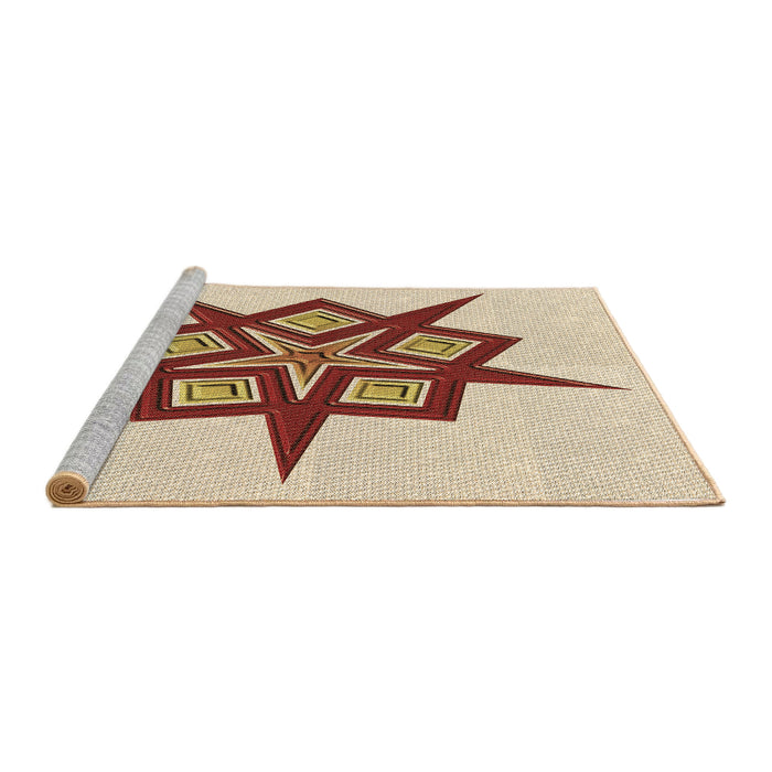 Sideview of Machine Washable Transitional Vanilla Gold Rug, wshpat2303brn
