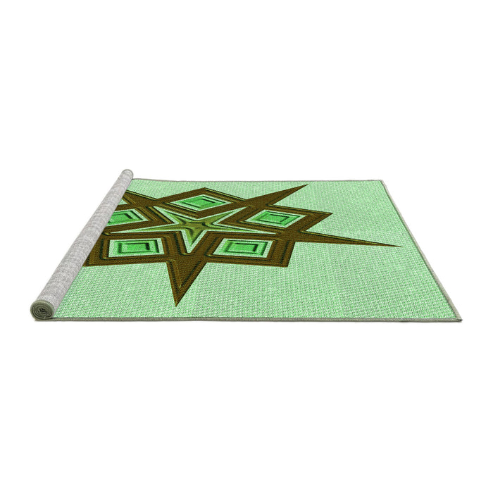 Sideview of Machine Washable Transitional Green Rug, wshpat2303grn