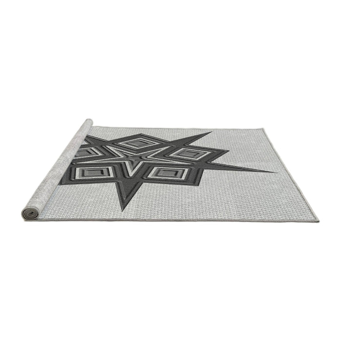 Sideview of Machine Washable Transitional Gray Rug, wshpat2303gry