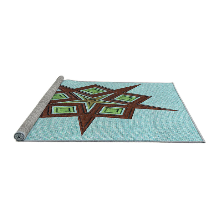 Sideview of Machine Washable Transitional Electric Blue Rug, wshpat2303lblu